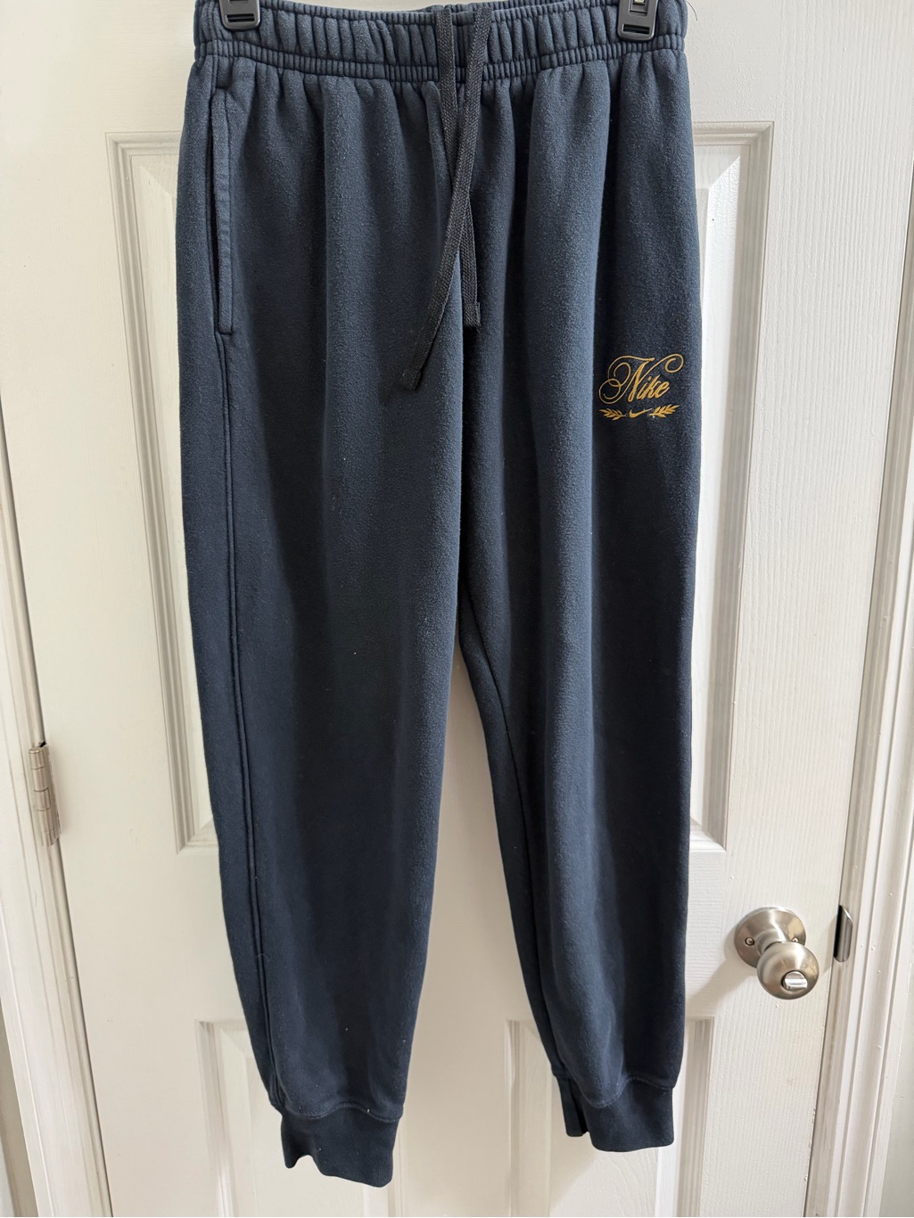 Nike Black Sweatpants Joggers Gold Logo Small S Swoosh